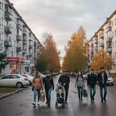 Типичные обитатели русского города гуляют и общаются by ivan333
