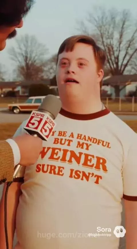 Man with Down syndrome being interviewed outdoors about his future aspirations.