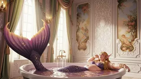 Mermaid in a bathtub by unwiseelite
