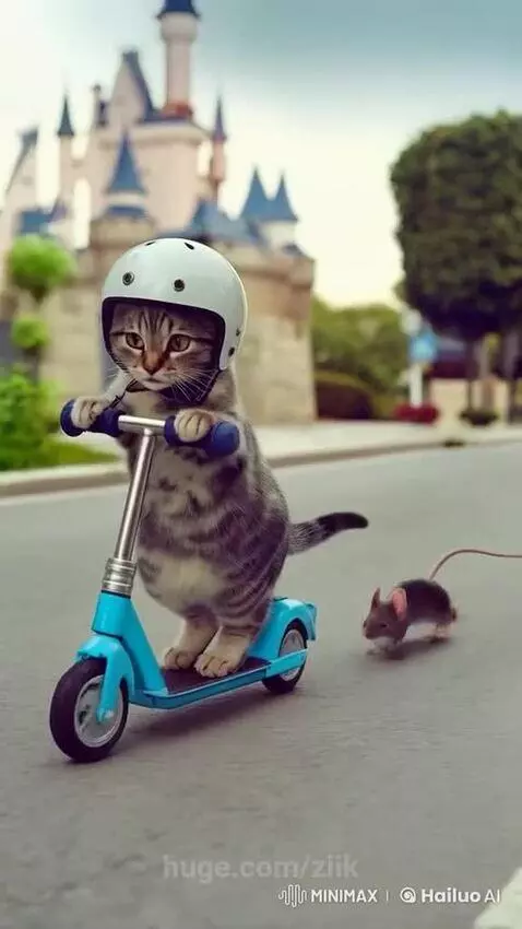 Team work between a kitten and a mouse by ziik