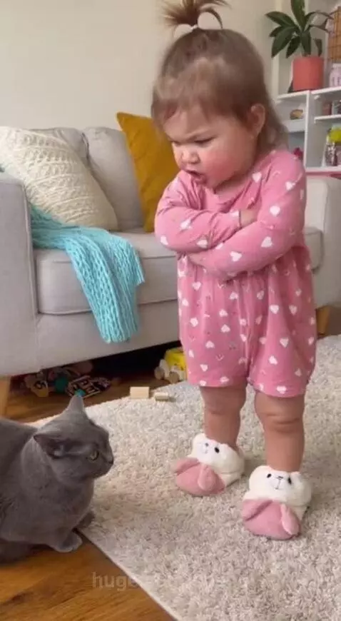 Lol, who's being sassy the kid or kitty?? 😹😅 by speed