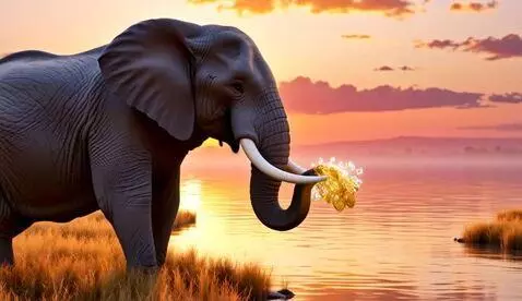 Elephant Spraying XRP Token Shower by stew
