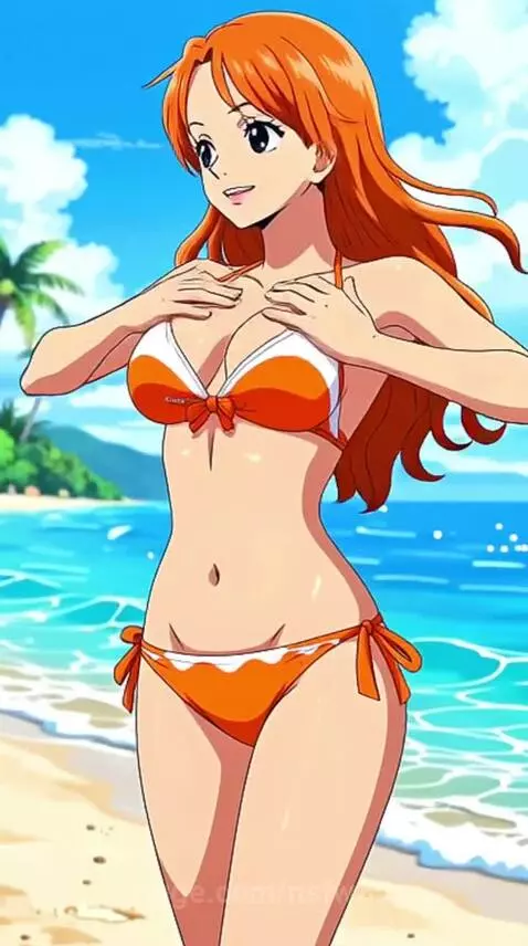 Nami Massaging Her B**bs On The Beach by nsfw69