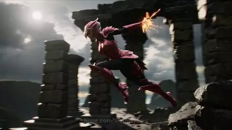 action shot of the Phoenix Knight female warrior by mathisyanis