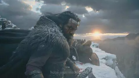 A black Viking warrior standing atop a frozen ridge by mathisyanis