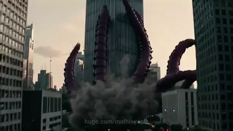 A massive tentacled creature erupts by mathisyanis