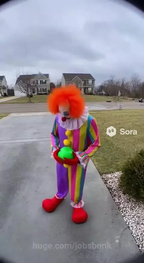 The clown got hit by a material during the heavy wind by jobsbonk