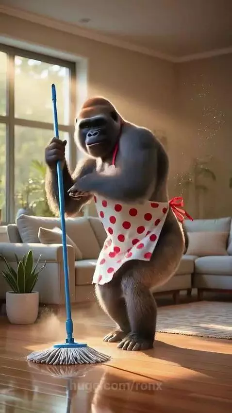 Gorilla dancing while working by ronx