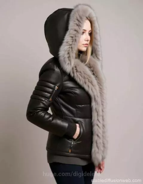 Winter hooded leather jacket with fitted silhouette and fur ... by digidelete