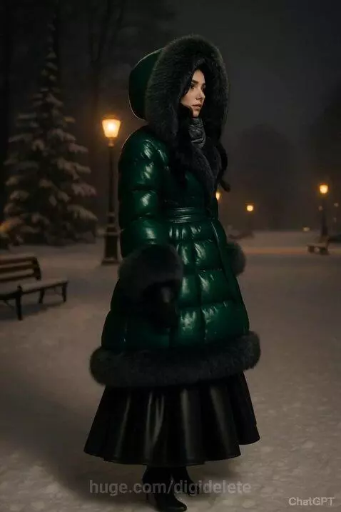 Woman-model is posing and demonstrating her luxoriois winter... by digidelete