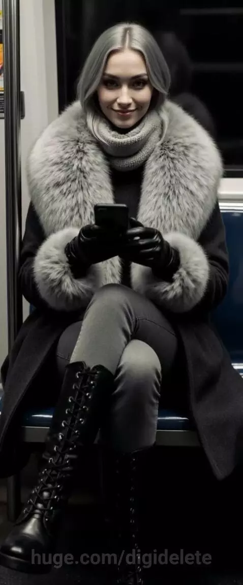 Winter strangeress at the subway train. by digidelete