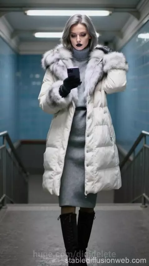 Winter strangeress in the subway passage. (Base image create... by digidelete