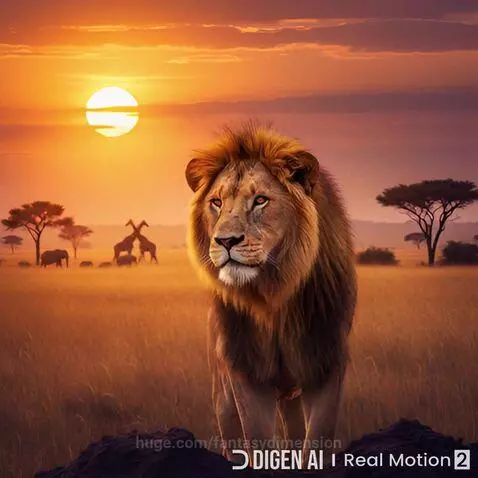 Sunset lion by fantasydimension