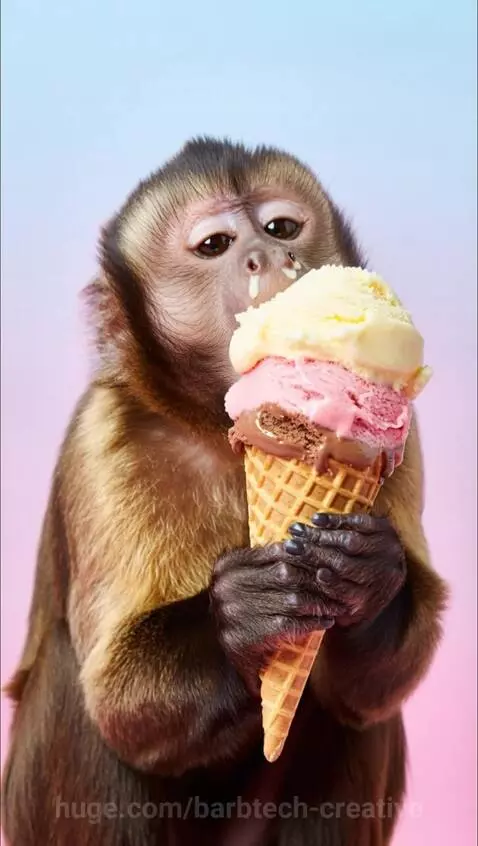 Monkey eating an icecream by barbtech-creative