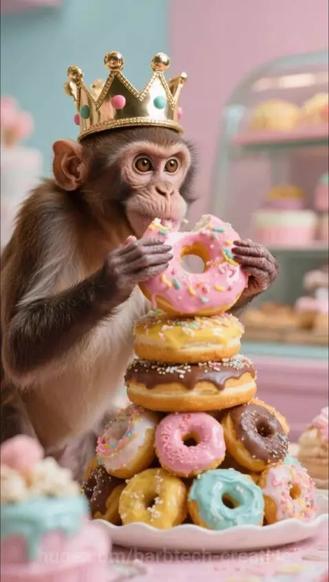 Monkey eating a donut by barbtech-creative