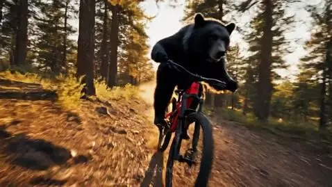 a bear rides a bicycle by vlad15
