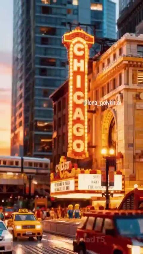 Lego Chicago Sunset Animation AI Video from Vlad15 - HUGE