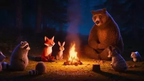 with friends around the campfire by vlad15