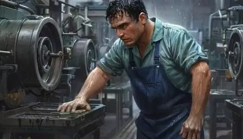 Collage of scenes: truck on snowy road, funeral, factory, yacht party, wolves, man reading to child.