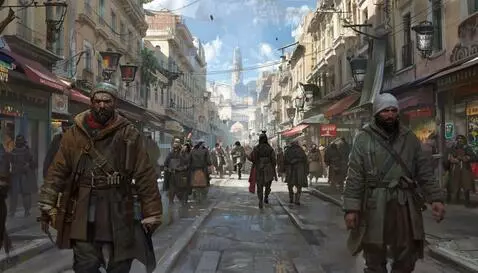 Animated street scene, mosque, and wedding couple with Russian text overlay.