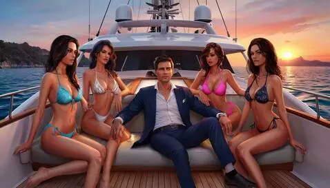 A somber scene of grief transitions to war, then to a luxurious yacht party, symbolizing the video's themes.