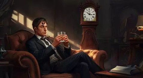 Animated man in study with glass, transitions to a glowing-eyed wolf.