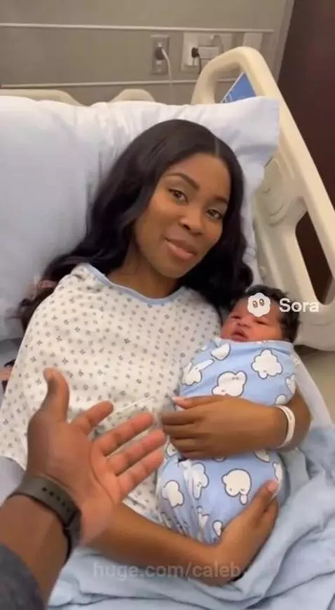 Baby crawling away down a hospital hallway, swaddled, after rejecting its name.