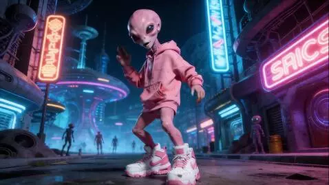 Collage of surreal and humorous clips featuring aliens, cars with faces, and strange objects.