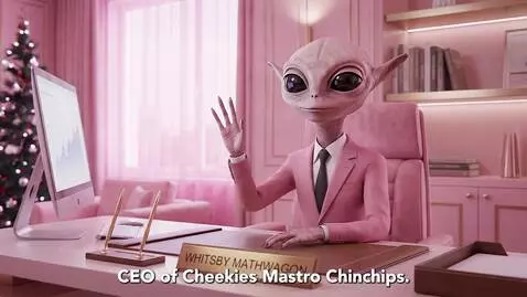 Trisha in a pink outfit standing next to a sleek, futuristic UFO, with Tonya beside her.