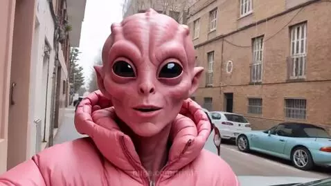 Collage of colorful, strange aliens in various scenarios, including a game show, playing music, and reviewing blueprints.