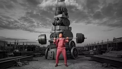 Harry Houdini in a vibrant pink suit performing a daring escape.