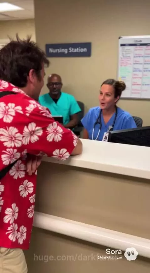 He’s looking for someone in a nursing station. by darkfunai