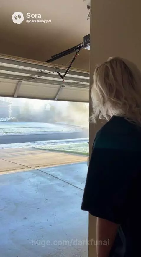 Woman looking confused at two glowing blue devices after her partner left without a word.