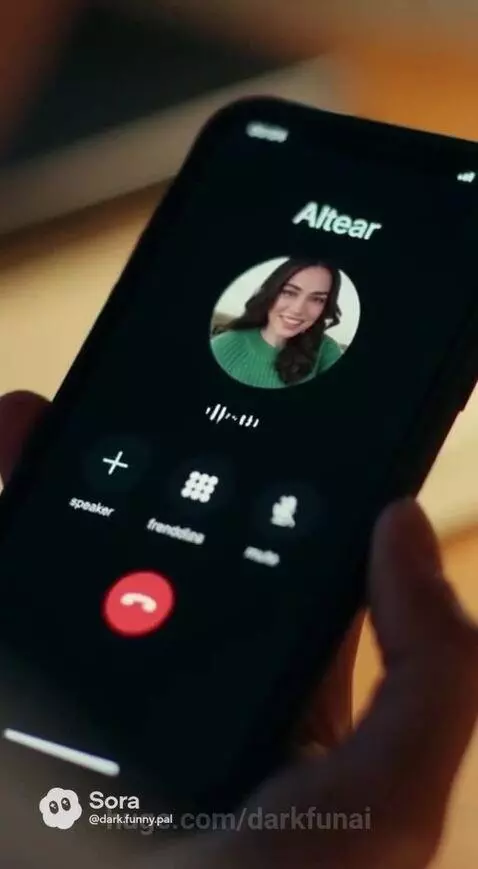 Man in lab coat on phone, serious expression, framed photo of woman on desk.