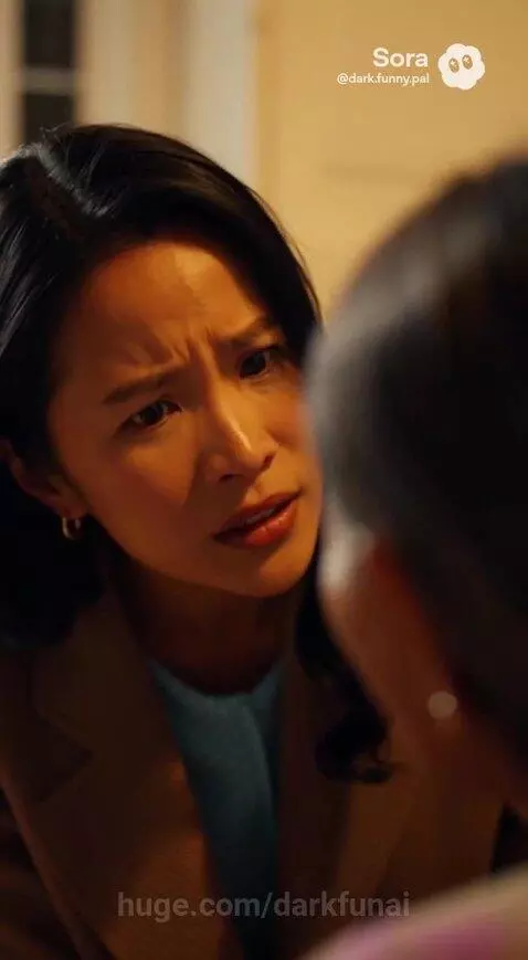 Younger woman comforts her crying mother on the kitchen floor, who claims to have seen her son's ghost.