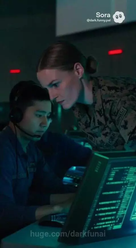 Military control room with officers monitoring screens showing a thermal bloom and data from an Orlando storage facility.