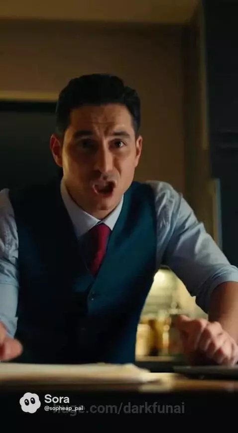 Montage of a classical statue, butcher, Marine uniform, singing woman, burning bridge, and man speaking.