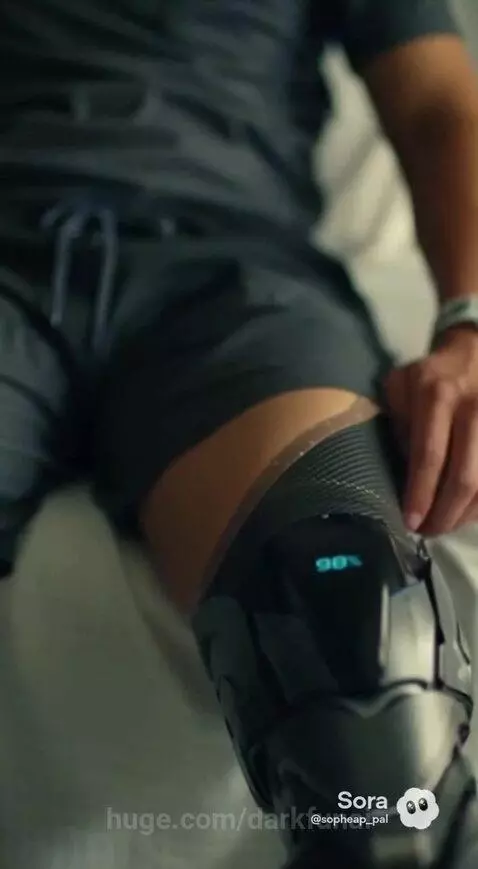 Soldier in uniform with a prosthetic leg, husband in hospital bed, pregnant wife.