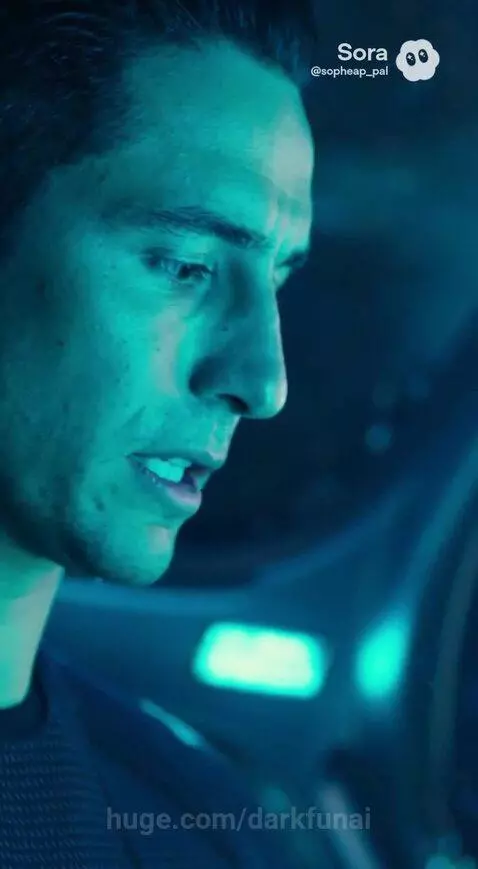 Robotic panther with glowing blue eyes and yellow accents hovers in the night sky under a full moon.