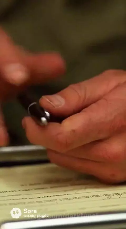 Soldier in uniform holding a newborn baby at sunset, looking concerned.