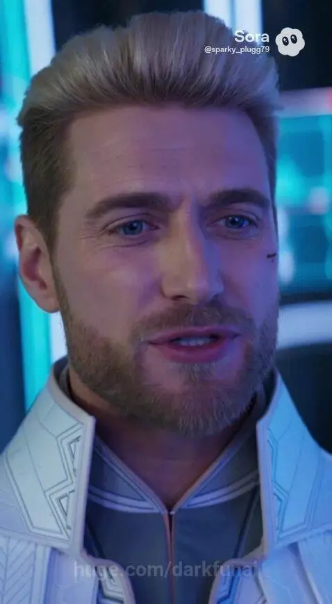 Futuristic spaceship flying over a vibrant planet with a rainbow arch and glowing ring.