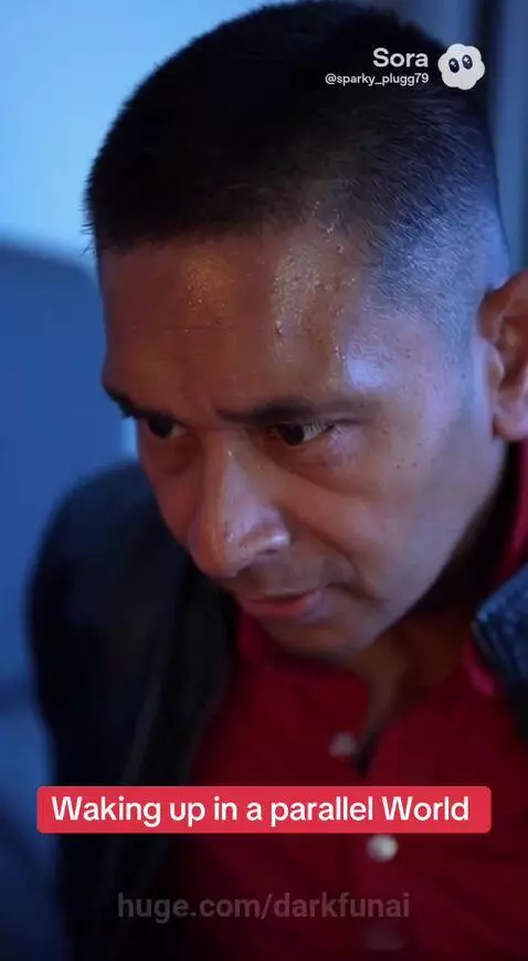 Man sitting on a bed looking confused and sweaty, woman beside him.