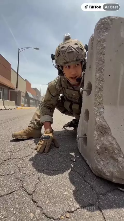 Men in military tactical gear armed with rifles in a destroyed urban environment, preparing for an operation.