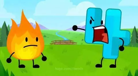 Battle for dream island firey and four fighting by themis