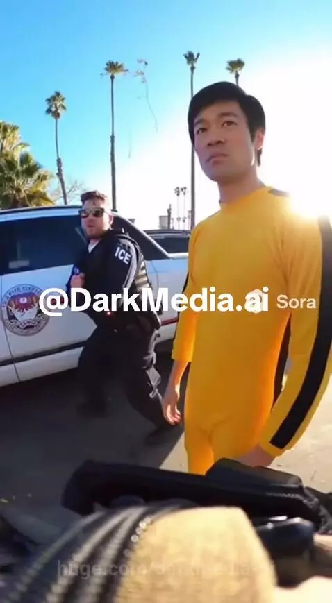 Bruce Lee getting deported by darkmedia-ai