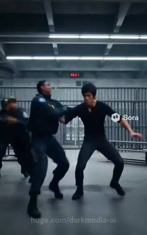 Bruce Lee in immigration jail by darkmedia-ai
