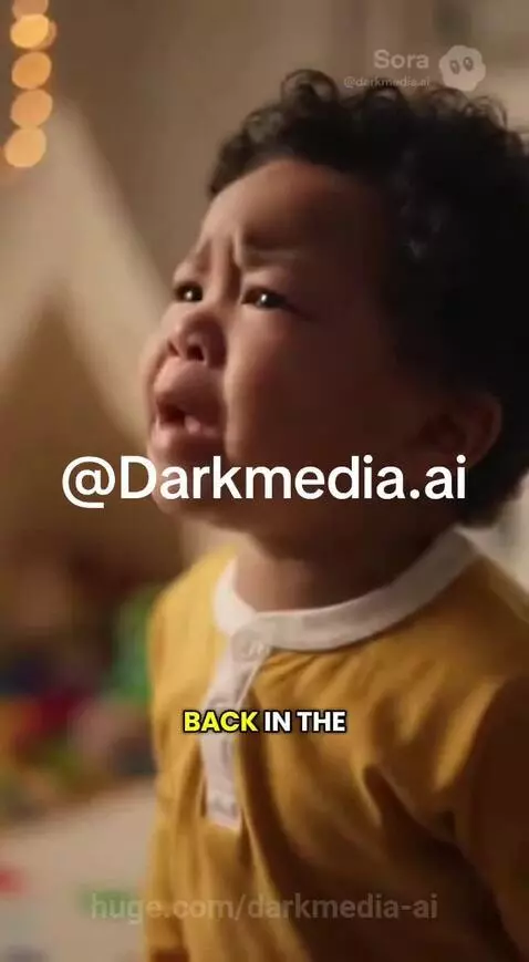 Upset toddler in yellow shirt crying at his mother who is holding a swaddled newborn baby.