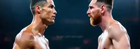Messi and Ronaldo in boxing ring by aimagic