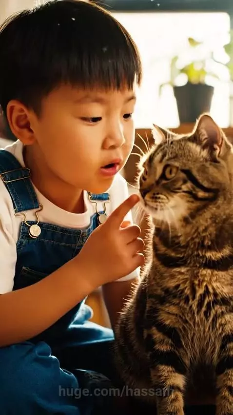 cat vs boy by hassam