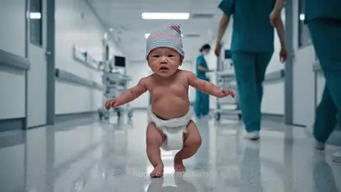 A new born baby walking by hassam